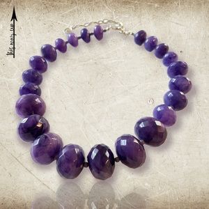 Fabulous Purple Faceted Agate-like Beaded Necklace